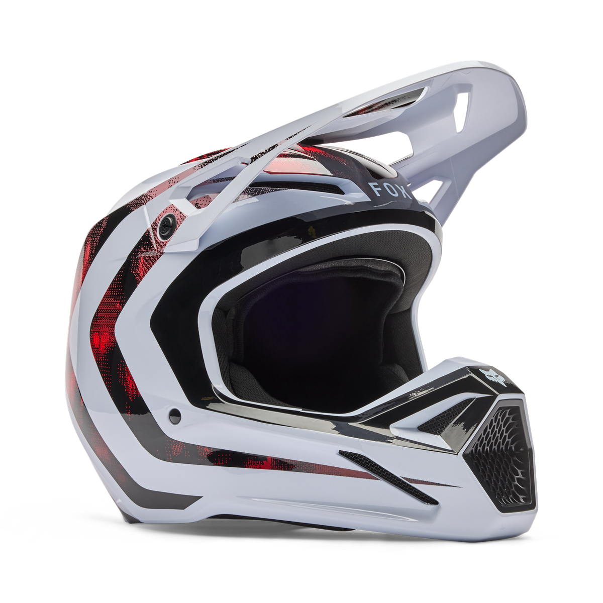 Hełm V1 Kairos Fullface - Biały/Fluorescencyjny czerwony