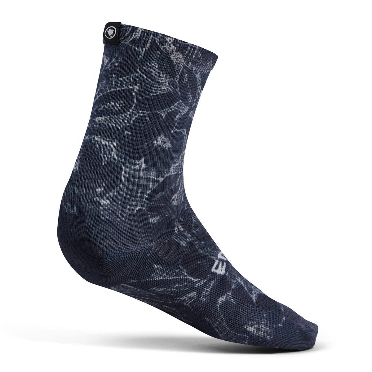 Grid Floral LTD Print Sock - Black