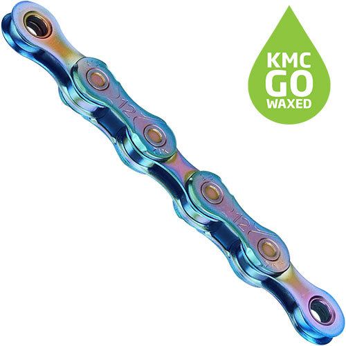 X12 chain 12-speed, 126 links, waxed - aurora blue