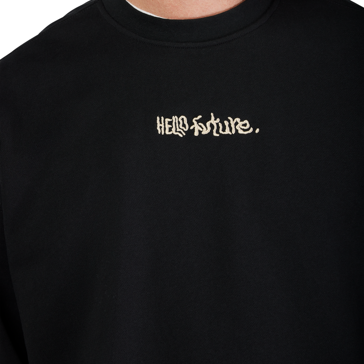 Hello Future Oversized Fleece Crew - Black