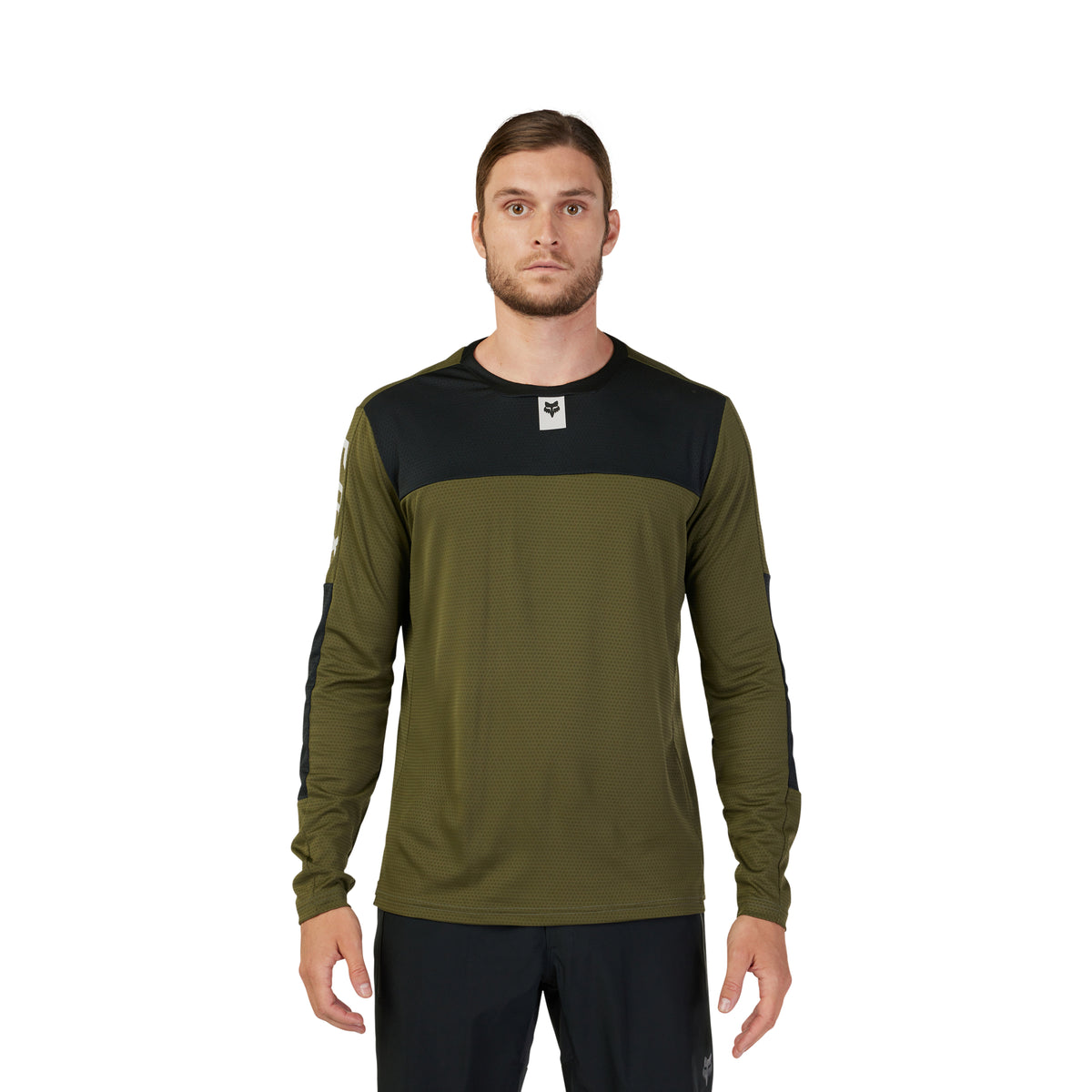 Defend Long-Sleeve Jersey Fox Head - Olive Green