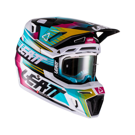 Helm inkl. Brille 8.5 V22 Aqua/Royal türkis-weiss-gelb